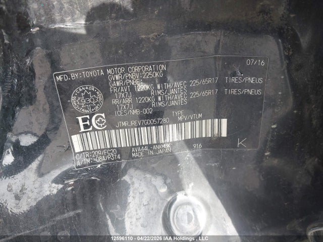 JTMRJREV7GD057280 Toyota Rav4 Hv Xle