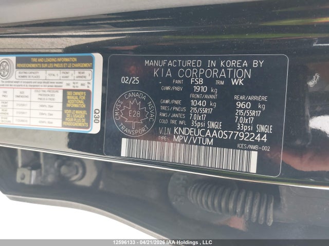Aukcja sprzedaży 2025 Kia Seltos S, vin: KNDEUCAA0S7792244, numer aukcji: 12596133