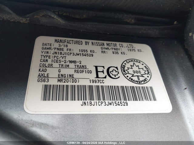 JN1BJ1CP3JW154529 Nissan Qashqai S 4dr2wd