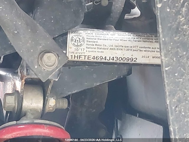 2018 Honda Trx500 Fa მანქანა იყიდება აუქციონზე, vin: 1HFTE4694J4300992, აუქციონის ნომერი: 12596144