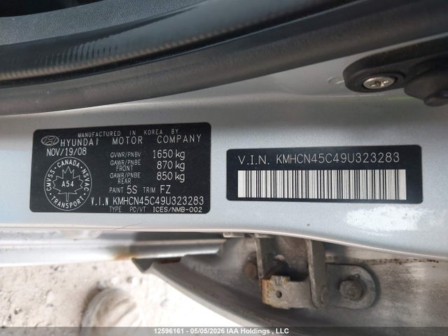 2009 Hyundai Accent 25th Anniversary/gl/gls/l მანქანა იყიდება აუქციონზე, vin: KMHCN45C49U323283, აუქციონის ნომერი: 12596161