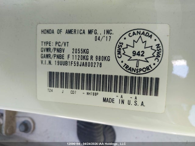 19UUB1F59JA800278 Acura TLX