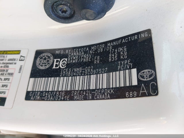 2009 Toyota Corolla Ce მანქანა იყიდება აუქციონზე, vin: 2T1BU40E29C097527, აუქციონის ნომერი: 12596220