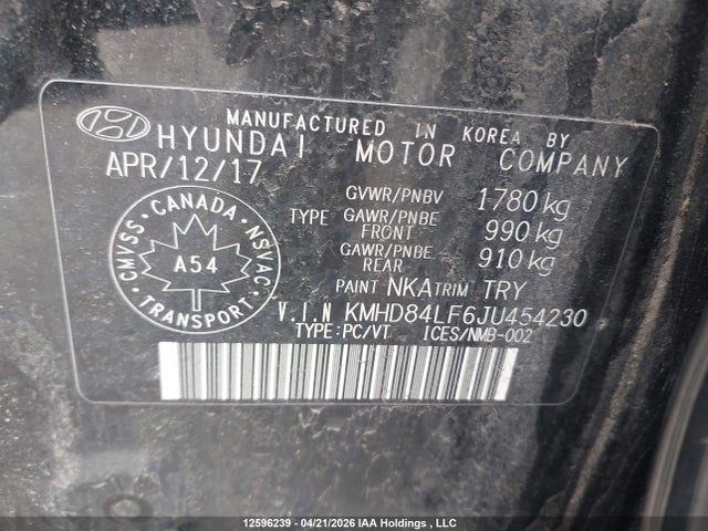 Продажа на аукционе авто 2018 Hyundai Elantra Sel/value/limited, vin: KMHD84LF6JU454230, номер лота: 12596239