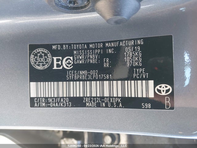 Toyota Corolla 2020 5YFBPRBE3LP017581 Image 19