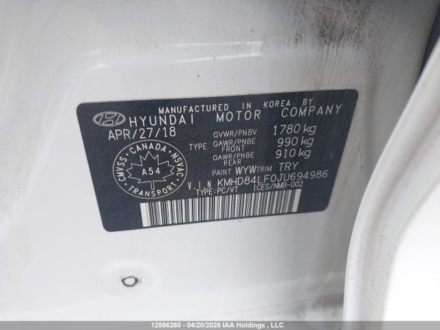 KMHD84LF0JU694986 Hyundai Elantra Sel/value/limited