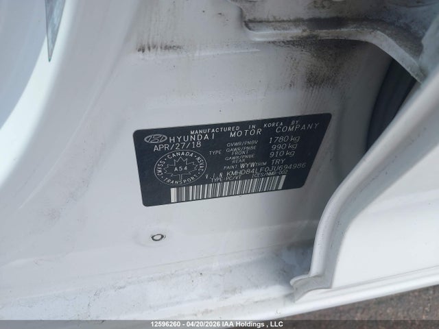 KMHD84LF0JU694986 Hyundai Elantra Sel/value/limited