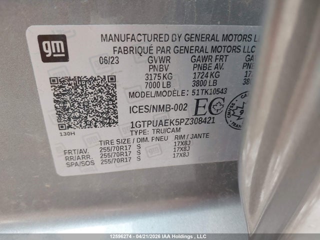 Aukcja sprzedaży 2023 Gmc Sierra K1500, vin: 1GTPUAEK5PZ308421, numer aukcji: 12596274
