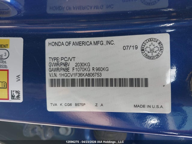 1HGCV1F36KA806753 Honda Accord Sport 1.5t