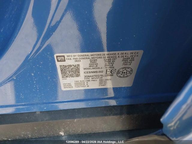 3GNAXTEG7SL129986 Chevrolet Equinox Rs Awd