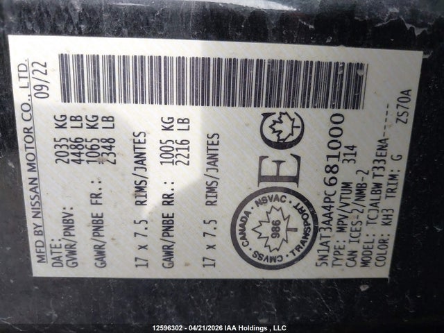 12596302 :رقم المزاد ، 5N1AT3AA4PC681000 vin ، 2023 Nissan Rogue S مزاد بيع