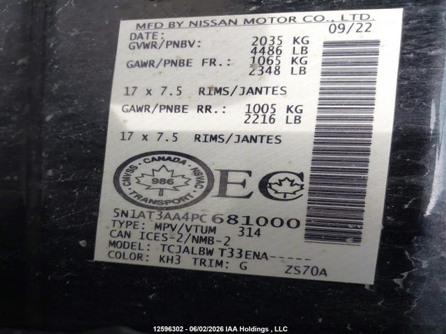 12596302 :رقم المزاد ، 5N1AT3AA4PC681000 vin ، 2023 Nissan Rogue S مزاد بيع