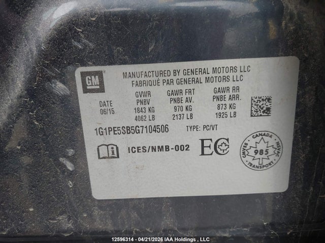 1G1PE5SB5G7104506 Chevrolet Cruze Limited Lt