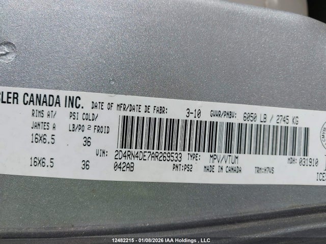 Продаж на аукціоні авто 2010 Dodge Grand Caravan Se, vin: 2D4RN4DE7AR269533, номер лоту: 12482215