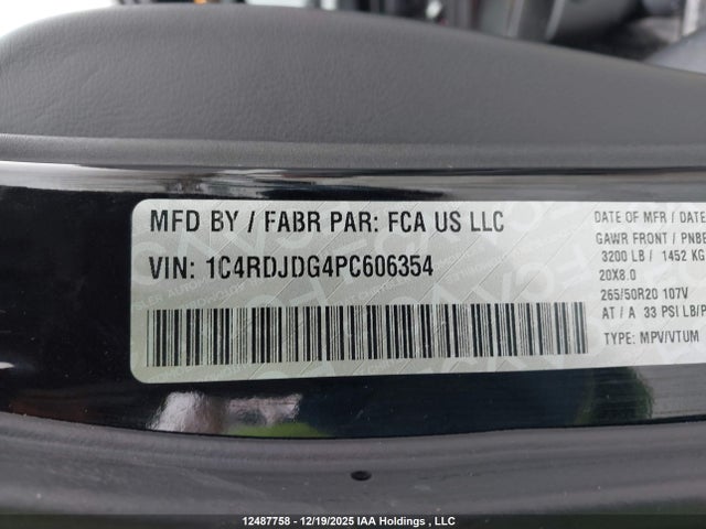 Aukcja sprzedaży 2023 Dodge Durango Gt Plus, vin: 1C4RDJDG4PC606354, numer aukcji: 12487758