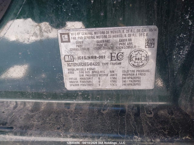 3GTU2UEC8EG484220 GMC Sierra 1500 Sle