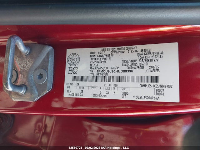 Продажа на аукционе авто 2017 Ford Escape Titanium, vin: 1FMCU9J90HUD88396, номер лота: 12556721