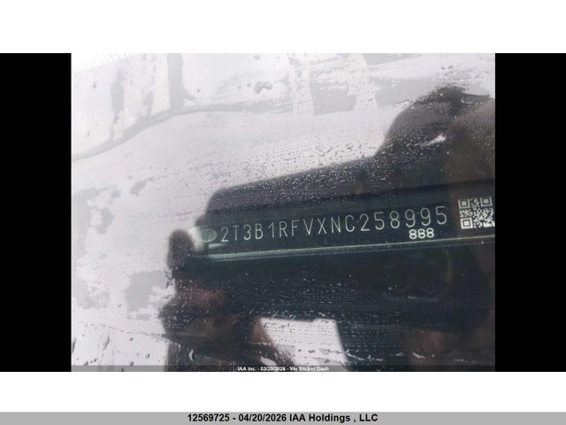 2022 Toyota Rav4 Le მანქანა იყიდება აუქციონზე, vin: 2T3B1RFVXNC258995, აუქციონის ნომერი: 12569725