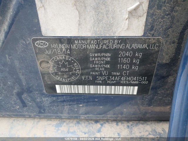 5NPE34AF4FH041511 Hyundai Sonata Sport Tech
