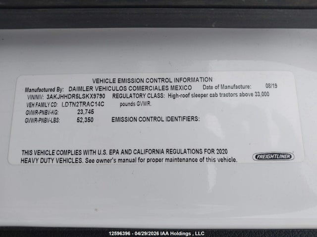 Freightliner Cascadia 126 2020 3AKJHHDR5LSKX9790 Image 9