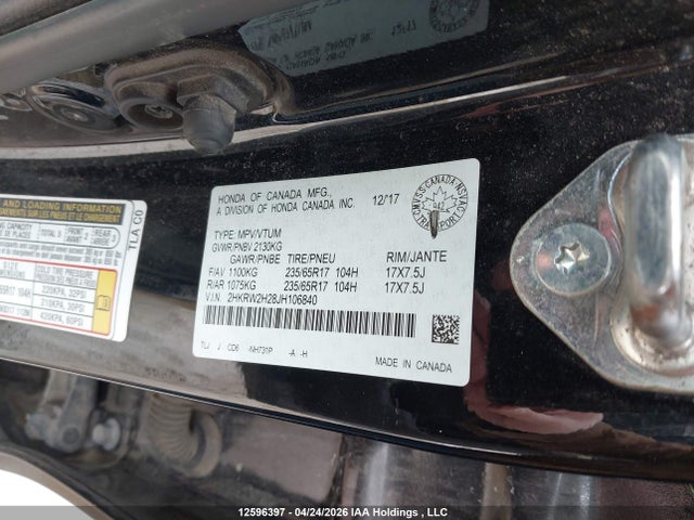 Aukcja sprzedaży 2018 Honda Cr-v Lx, vin: 2HKRW2H28JH106840, numer aukcji: 12596397