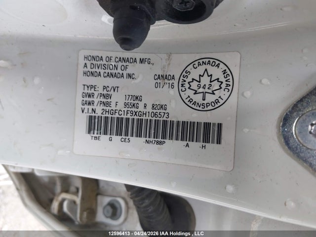 2HGFC1F9XGH106573 Honda Civic Touring