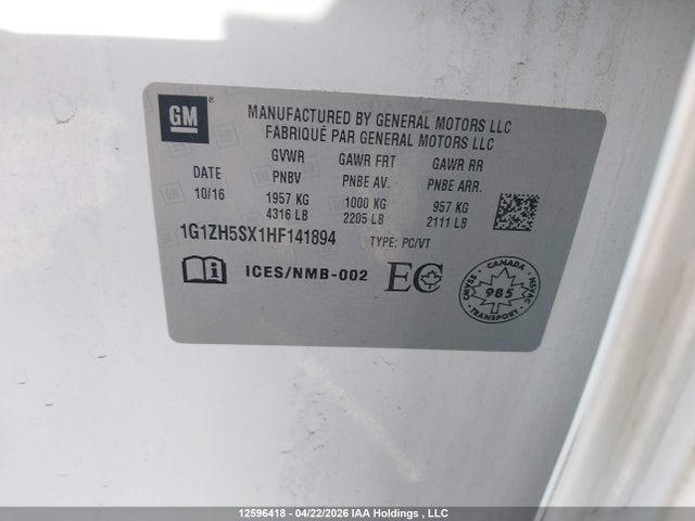 1G1ZH5SX1HF141894 Chevrolet Malibu Premier