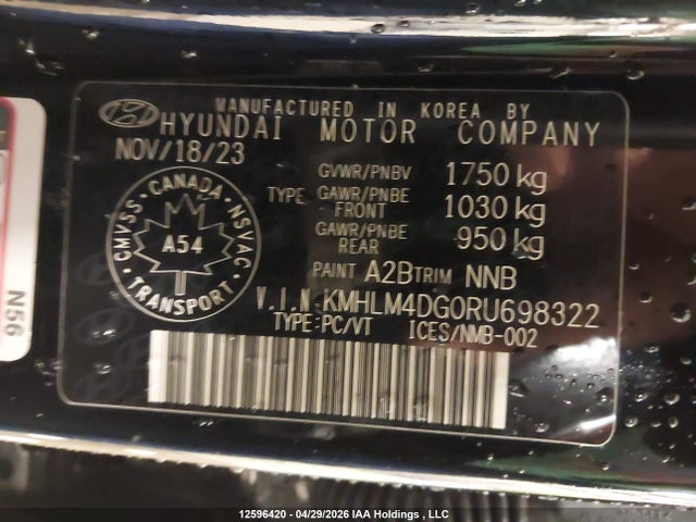 KMHLM4DG0RU698322 Hyundai ELANTRA SEL