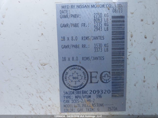 Продажа на аукционе авто 2024 Nissan Pathfinder Sv, vin: 5N1DR3BE8RC209320, номер лота: 12596434