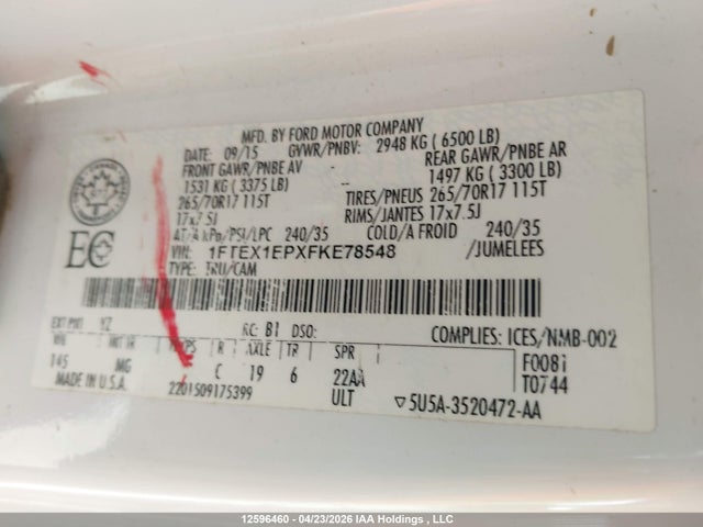 1FTEX1EPXFKE78548 Ford F150 Super Cab