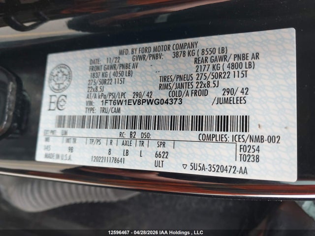 Ford F-150 Lightning Platinum 2023 1FT6W1EV8PWG04373 Image 9