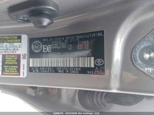 Продаж на аукціоні авто 2015 Toyota Corolla Le, vin: 2T1BURHE8FC349391, номер лоту: 12596478