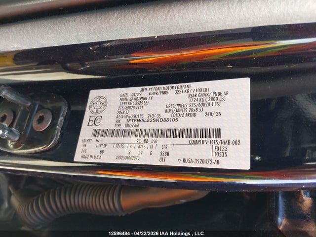 Ford F-150 Lariat 2025 1FTFW5L82SKD88105 Image 9