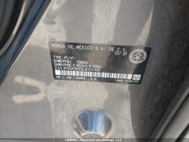 3HGGK5H72LM101406 Honda Fit Sport