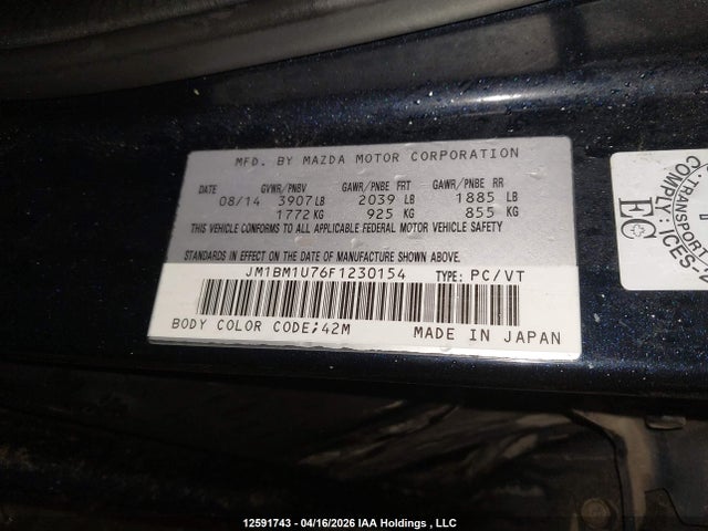 JM1BM1U76F1230154 Mazda Mazda3 Gx