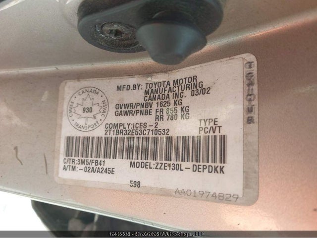Продажа на аукционе авто 2003 Toyota Corolla, vin: 2T1BR32E53C710532, номер лота: 12596533