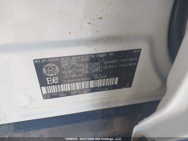 12596535 :رقم المزاد ، 2T3R1RFV1RC462282 vin ، 2024 Toyota Rav4 Xle مزاد بيع