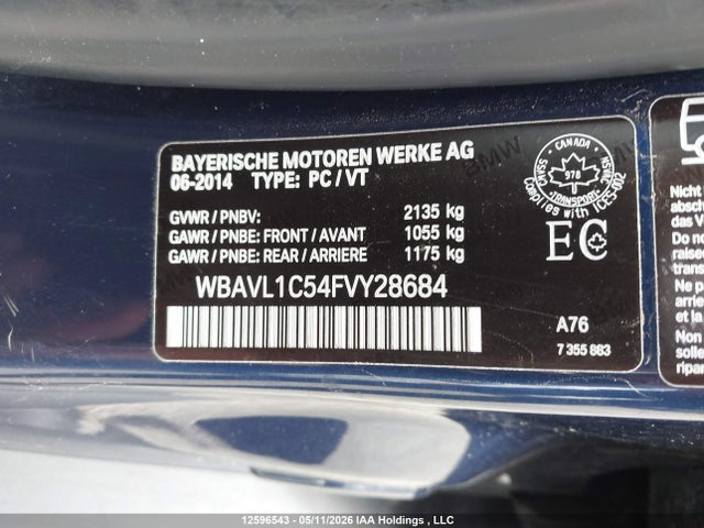 Продажа на аукционе авто 2015 Bmw X1 Xdrive28i, vin: WBAVL1C54FVY28684, номер лота: 12596543