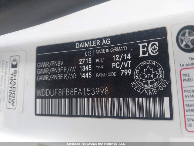 Aukcja sprzedaży 2015 Mercedes-benz S 550 4matic, vin: WDDUF8FB8FA153998, numer aukcji: 12596558