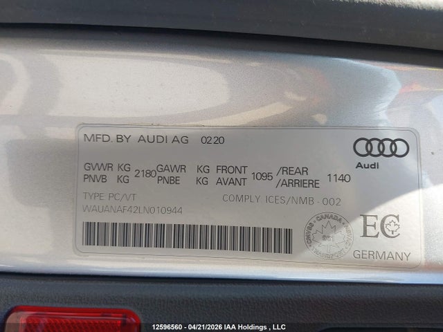 Продажа на аукционе авто 2020 Audi A4 Komfort, vin: WAUANAF42LN010944, номер лота: 12596560
