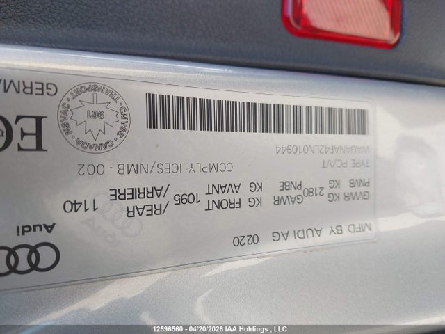 Продажа на аукционе авто 2020 Audi A4 Komfort, vin: WAUANAF42LN010944, номер лота: 12596560
