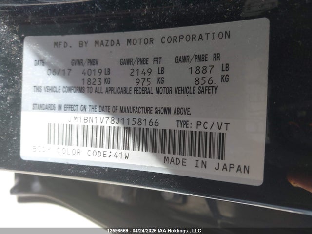 JM1BN1V78J1158166 Mazda 3 Gs
