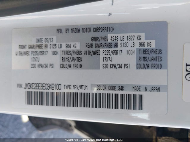 JM3KE2BE8E0349100 Mazda Cx-5 Gx