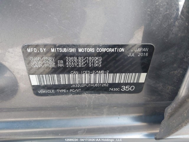 JA32U2FU1HU601262 Mitsubishi Lancer Es/se Anniversary Edition/se Black Edition/se Ltd