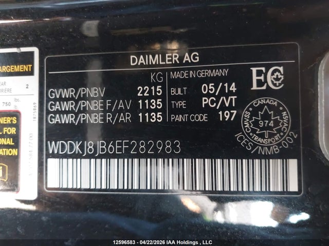 Aukcja sprzedaży 2014 Mercedes-benz E 350 4matic, vin: WDDKJ8JB6EF282983, numer aukcji: 12596583