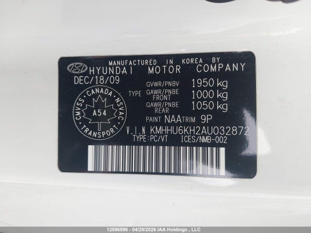 Продаж на аукціоні авто 2010 Hyundai Genesis, vin: KMHHU6KH2AU032872, номер лоту: 12596596