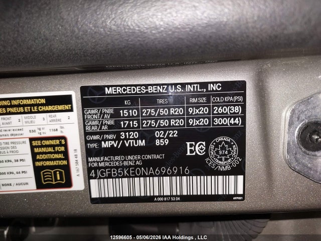 4JGFB5KE0NA696916 Mercedes-Benz Gle 450 4matic