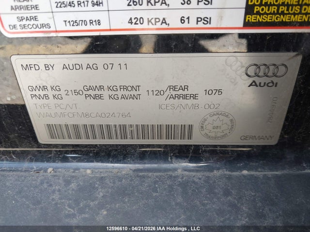 Продажа на аукционе авто 2012 Audi A3 2.0t Progressiv, vin: WAUMFCFM8CA024764, номер лота: 12596610