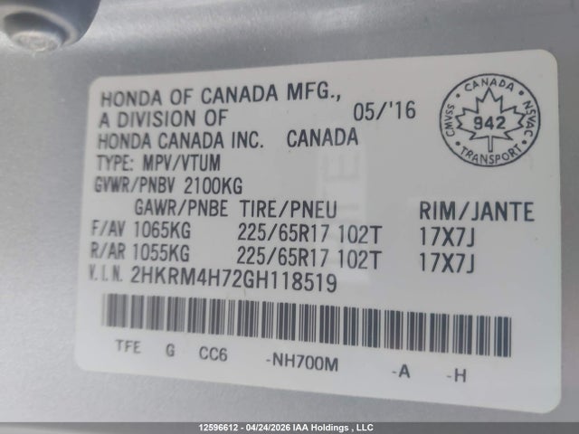 2HKRM4H72GH118519 Honda CR-V EXL