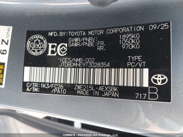 JTDBDMHE9T3028354 Toyota Corolla Le/se